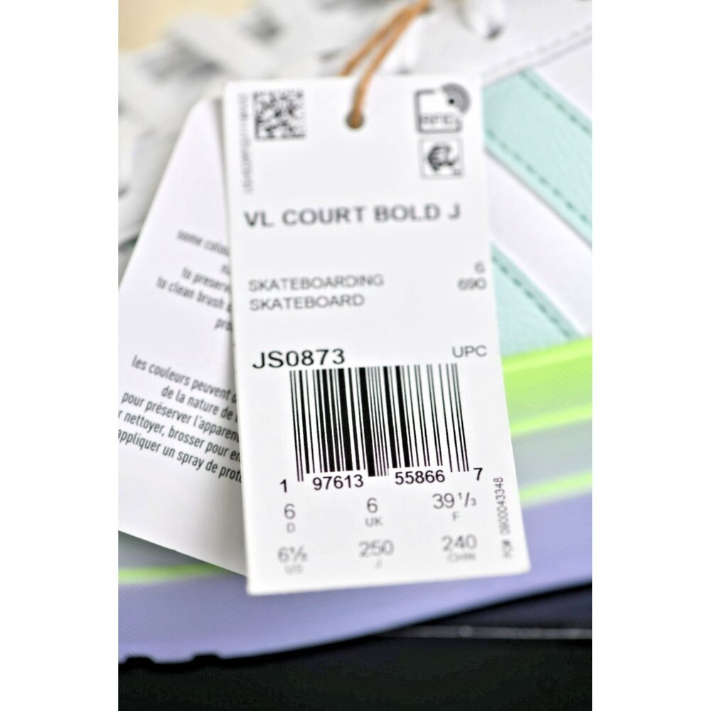 New! Size: 6.5 Women | Adidas VL Court Bold Junior | JS0873 - Picture 8 of 12